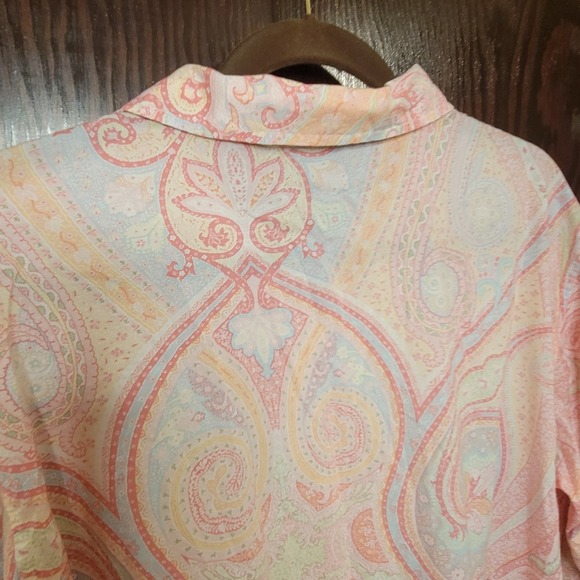 Women's Ralph Lauren Pink Paisley Sleep Shirt Size Tunic Large Front Button EUC - Picture 7 of 10
